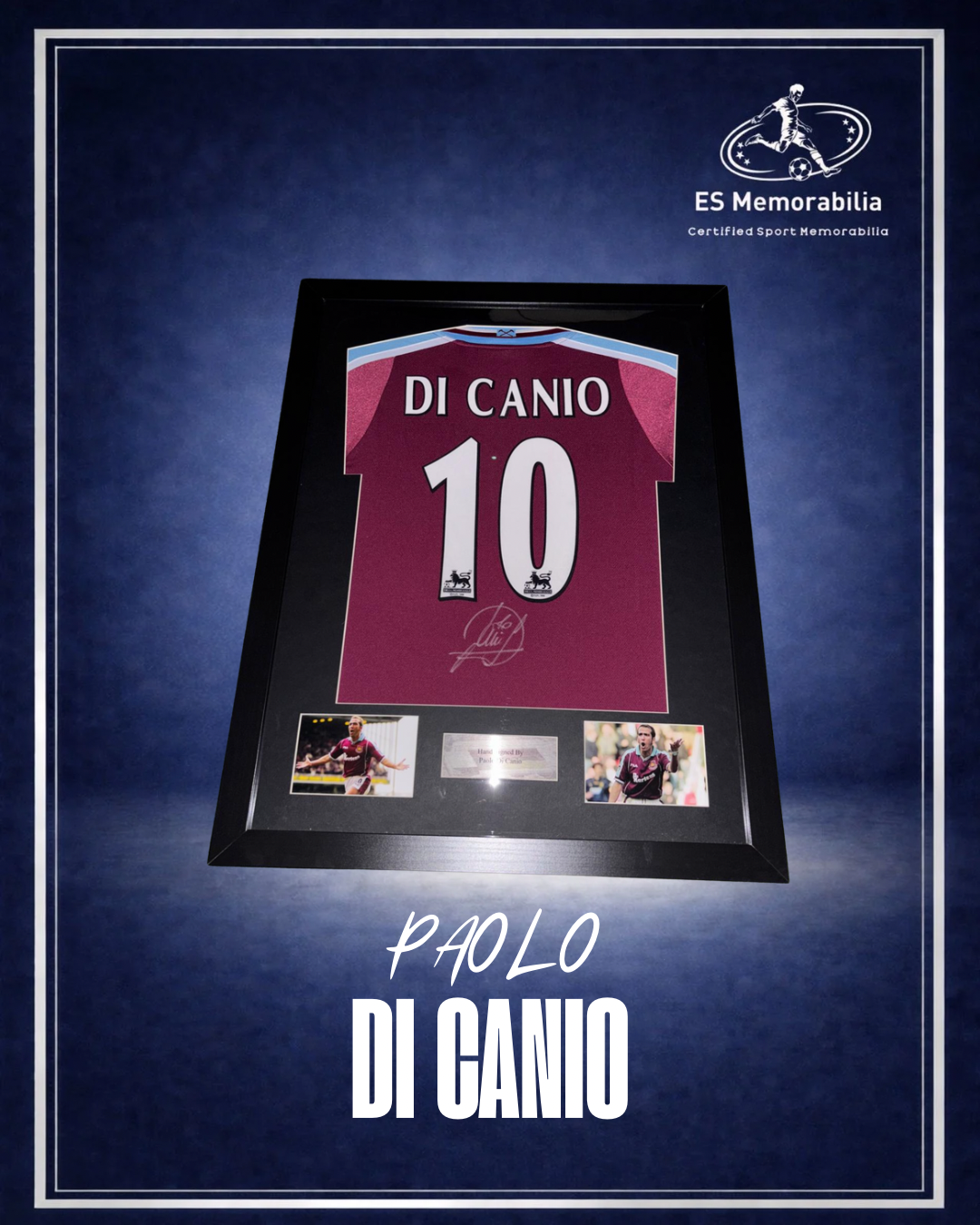 PAOLO DI CANIO HAND SIGNED WEST HAM UNITED DR MARTENS HOME SHIRT