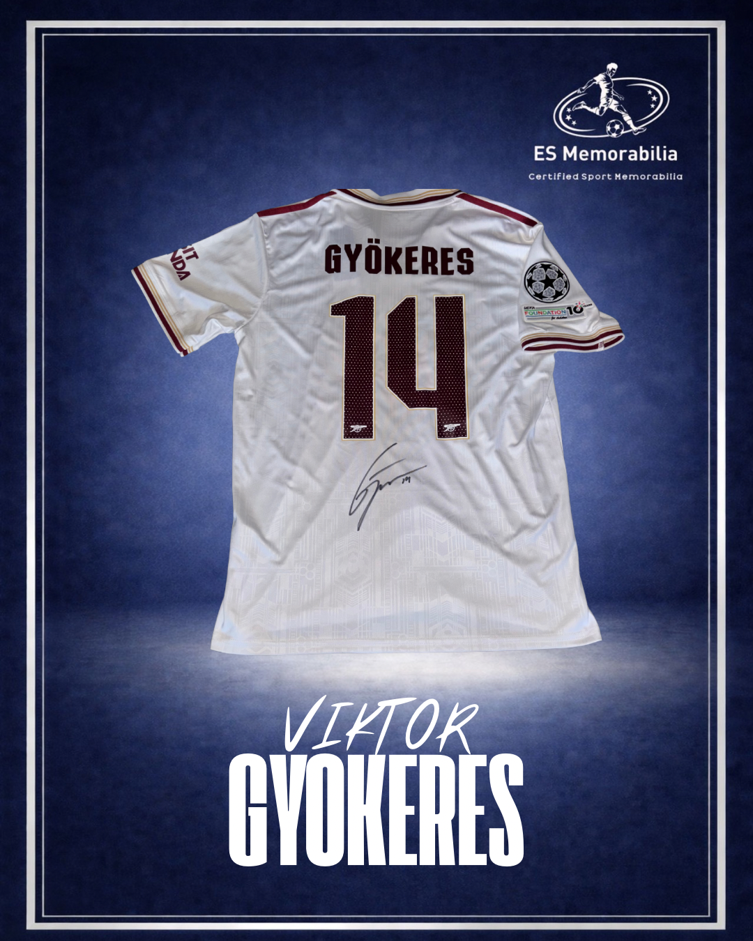 VIKTOR GYOKERES HAND SIGNED ARSENAL 2025/26 THIRD SHIRT