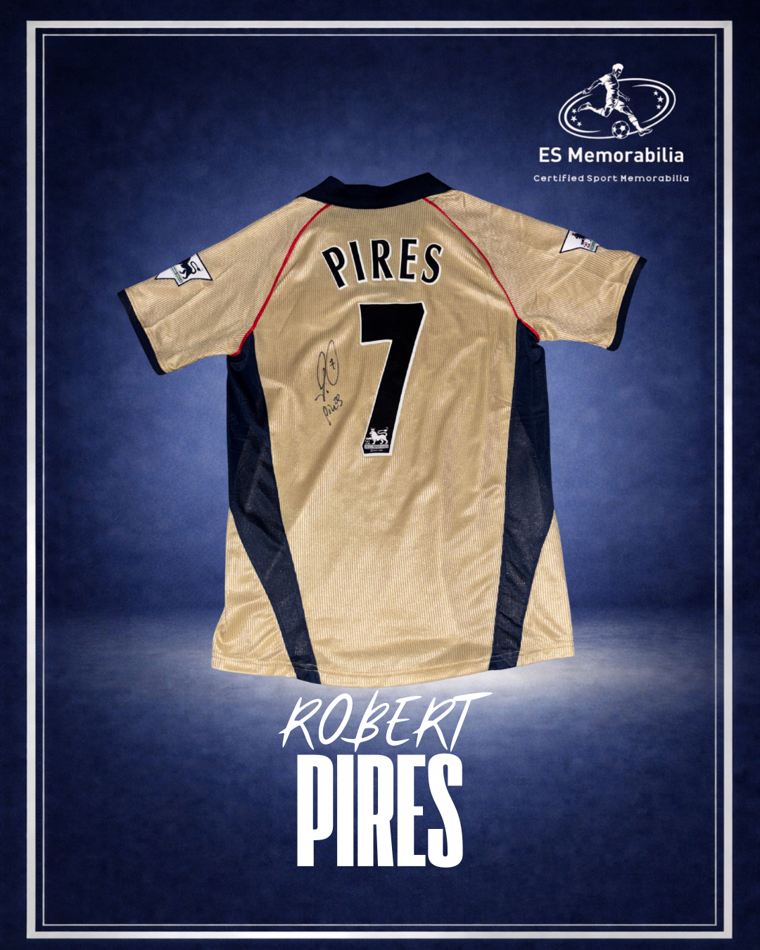 ROBERT PIRES HAND SIGNED ARSENAL 2001/02 AWAY SHIRT