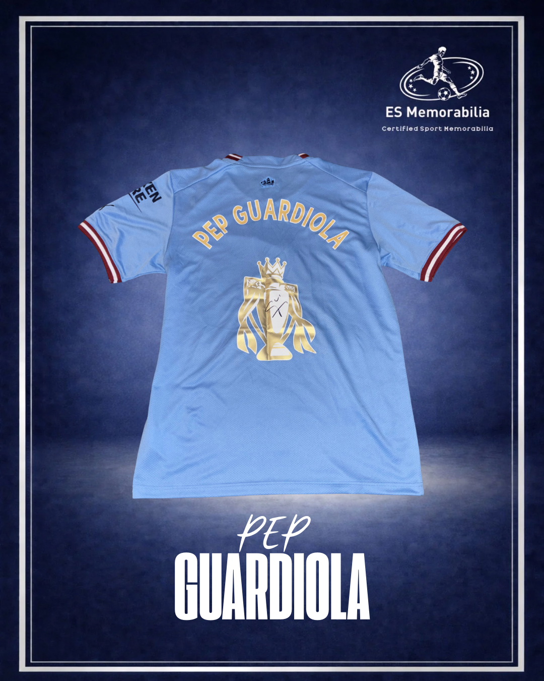 PEP GUARDIOLA HAND SIGNED MANCHESTER CITY 2022/23 HOME SHIRT