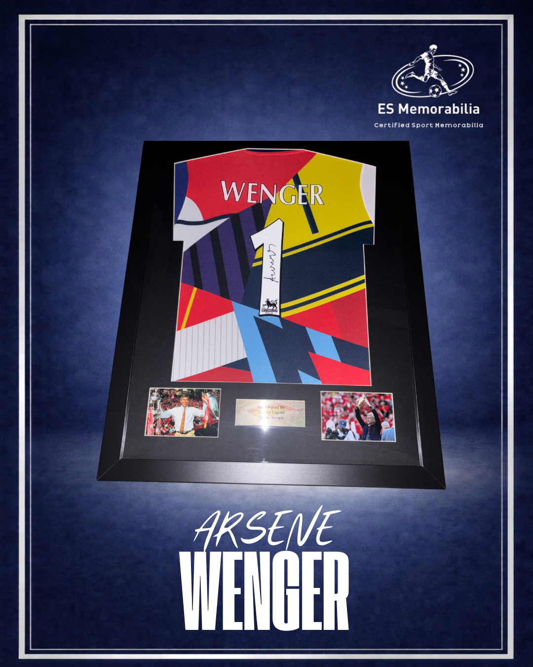 ARSENE WENGER HAND SIGNED ARSENAL FRAMED COLLABORATION KIT