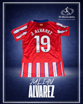 JULIAN ALVAREZ HAND SIGNED ATLETICO MADRID 2024/25 HOME SHIRT