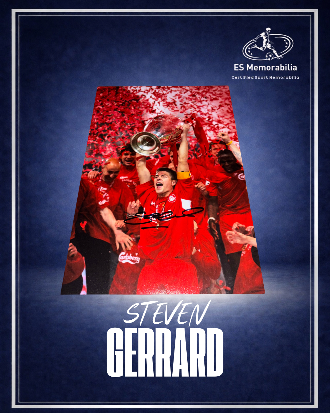 STEVEN GERRARD HAND SIGNED LIVERPOOL 2005 CL WINNING 12x8 PHOTO