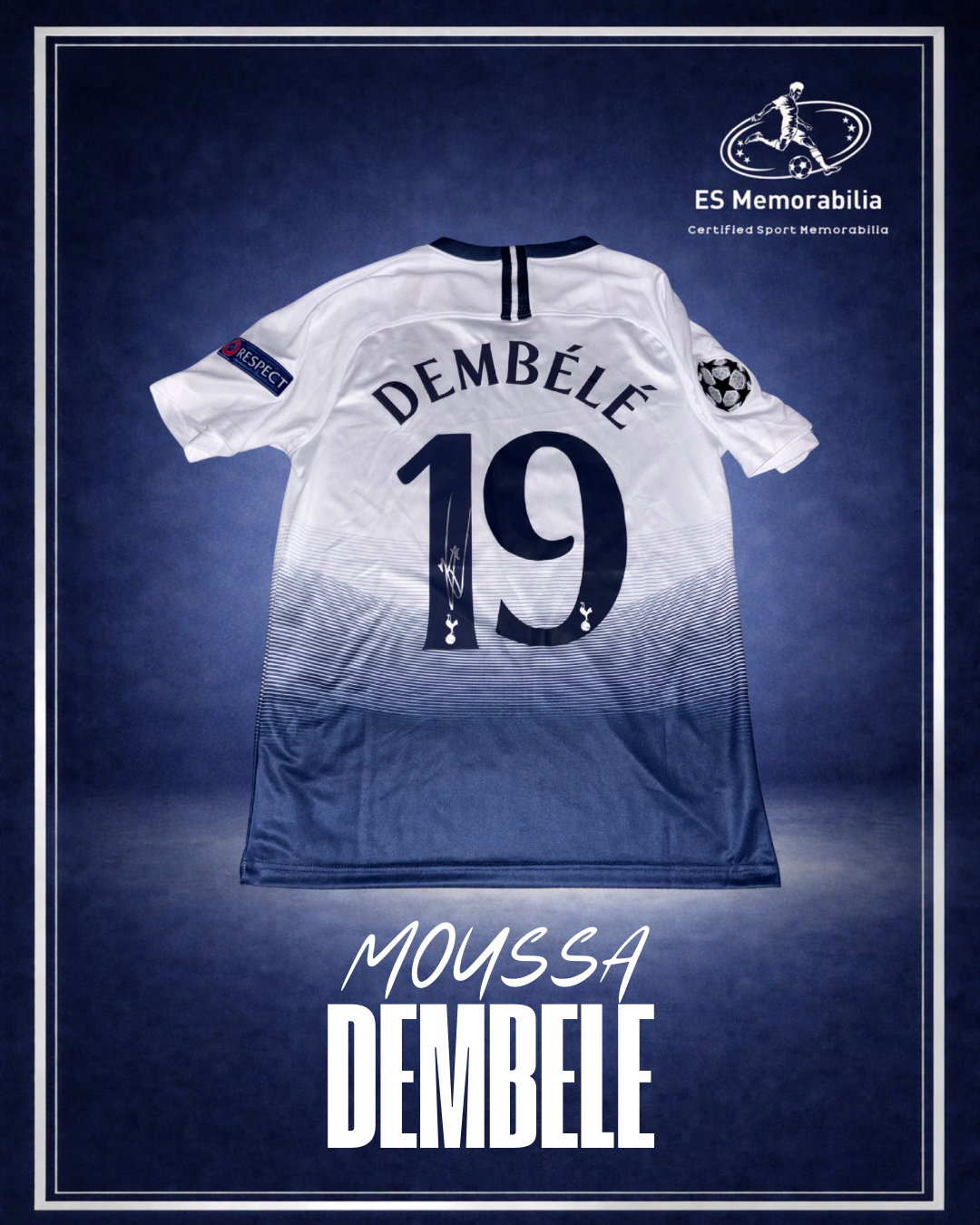 MOUSSA DEMBELE HAND SIGNED TOTTENHAM HOME SHIRT