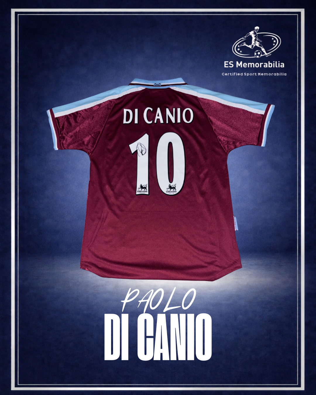 PAOLO DI CANIO HAND SIGNED WEST HAM UNITED DR MARTENS HOME SHIRT