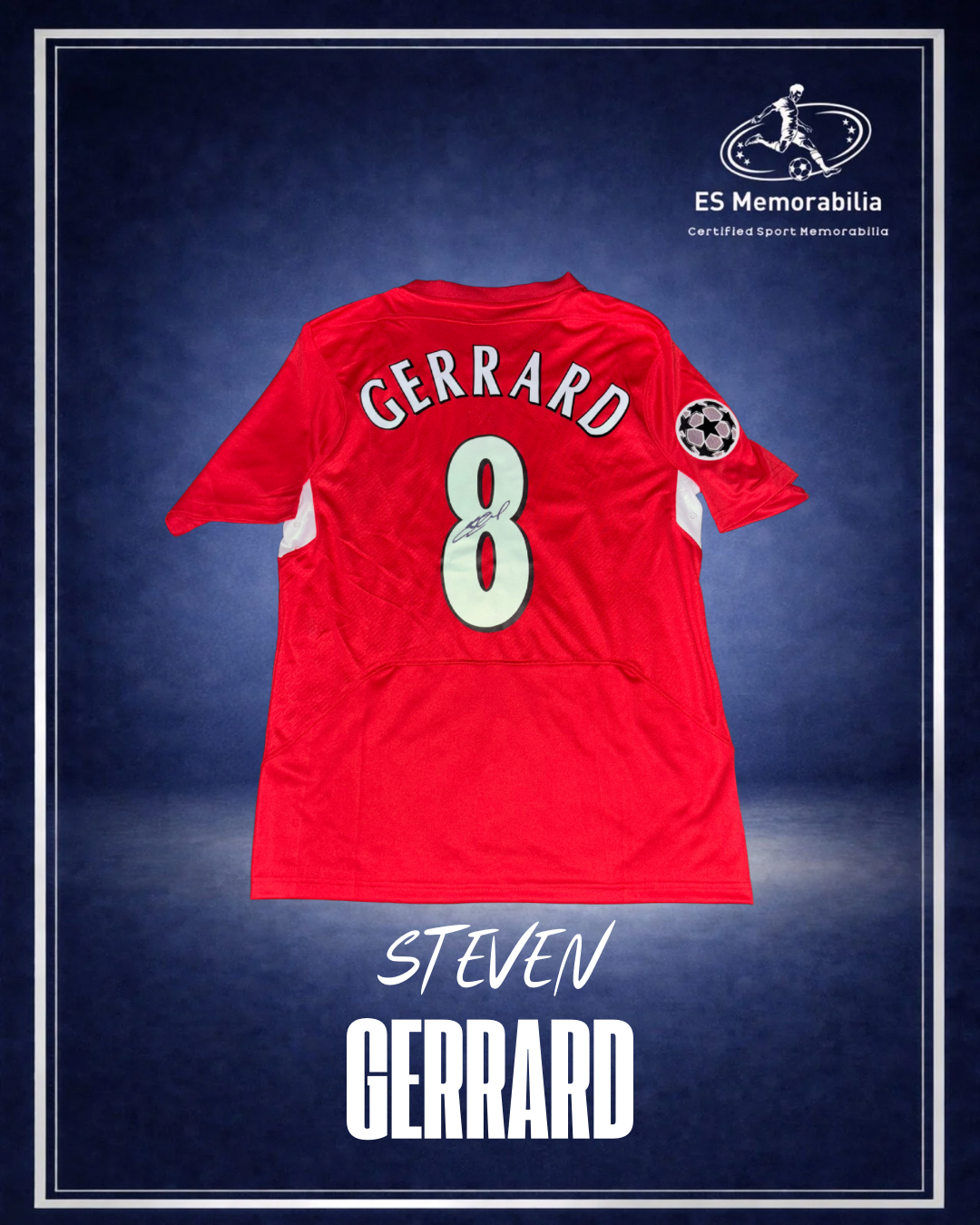 STEVEN GERRARD HAND SIGNED LIVERPOOL 2004/05 CHAMPIONS LEAGUE FINAL SHIRT