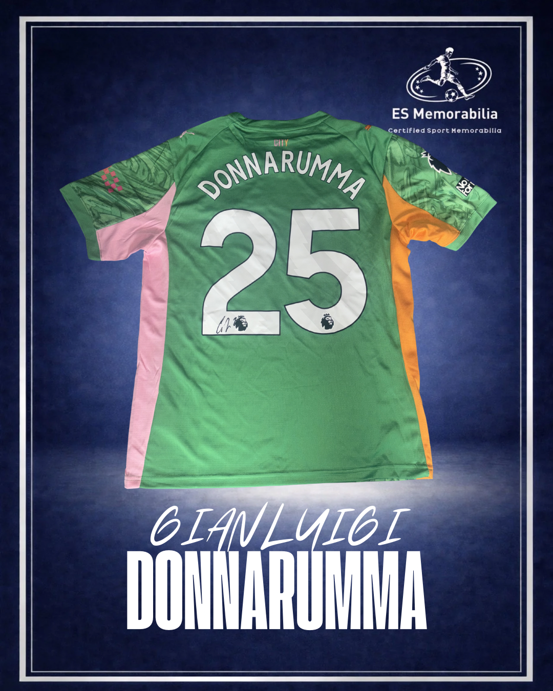 GIANLUIGI DONNARUMMA HAND SIGNED MANCHESTER CITY 2025/26 GK SHIRT