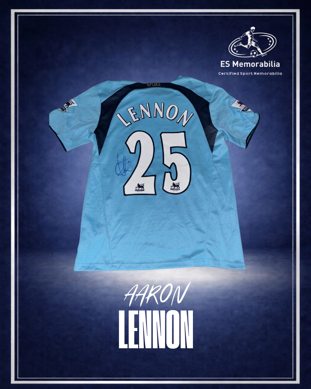 AARON LENNON HAND SIGNED TOTTENHAM HOTSPURS 2006/07 AWAY KIT