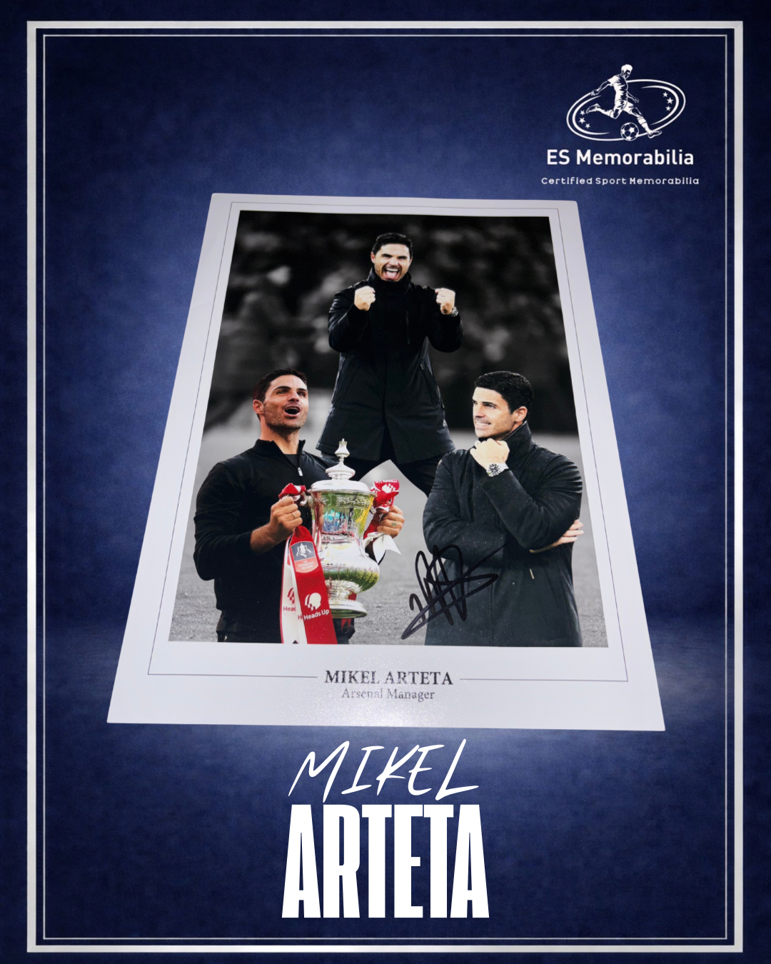 MIKEL ARTETA HAND SIGNED ARSENAL 14x11 PHOTO