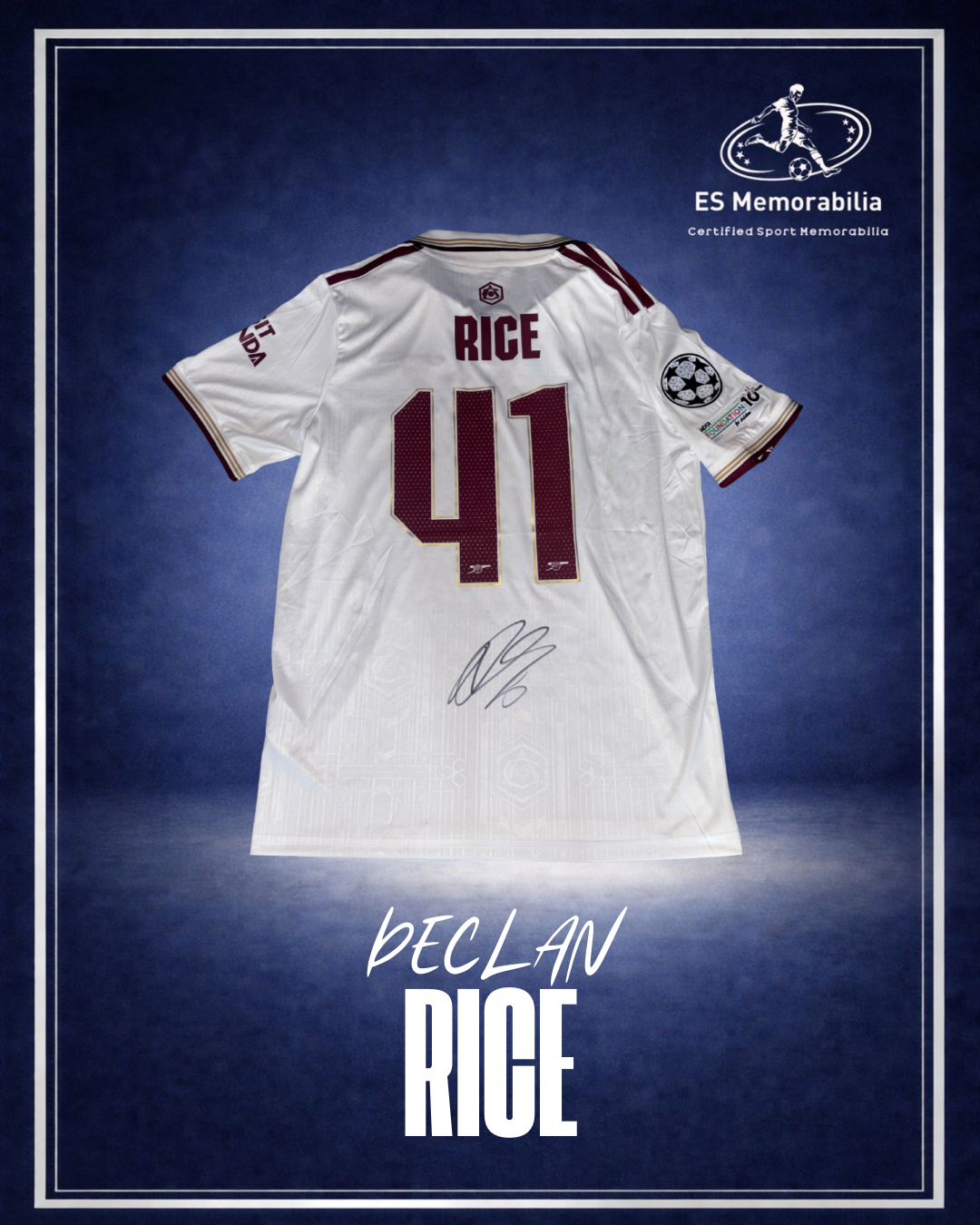 DECLAN RICE HAND SIGNED ARSENAL 2025/26 THIRD SHIRT