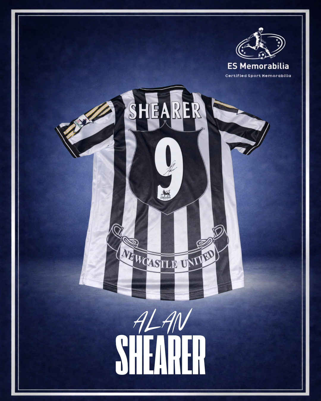 ALAN SHEARER HAND SIGNED NEWCASTLE 1997/99 HOME SHIRT