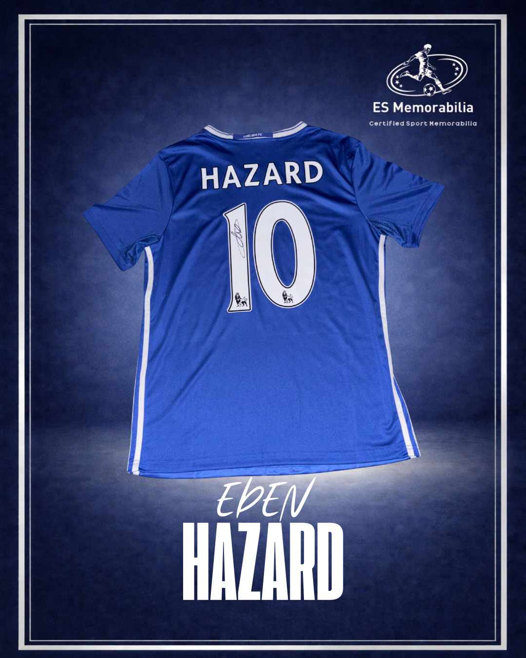 EDEN HAZARD HAND SIGNED CHELSEA FC 2016/17 HOME SHIRT