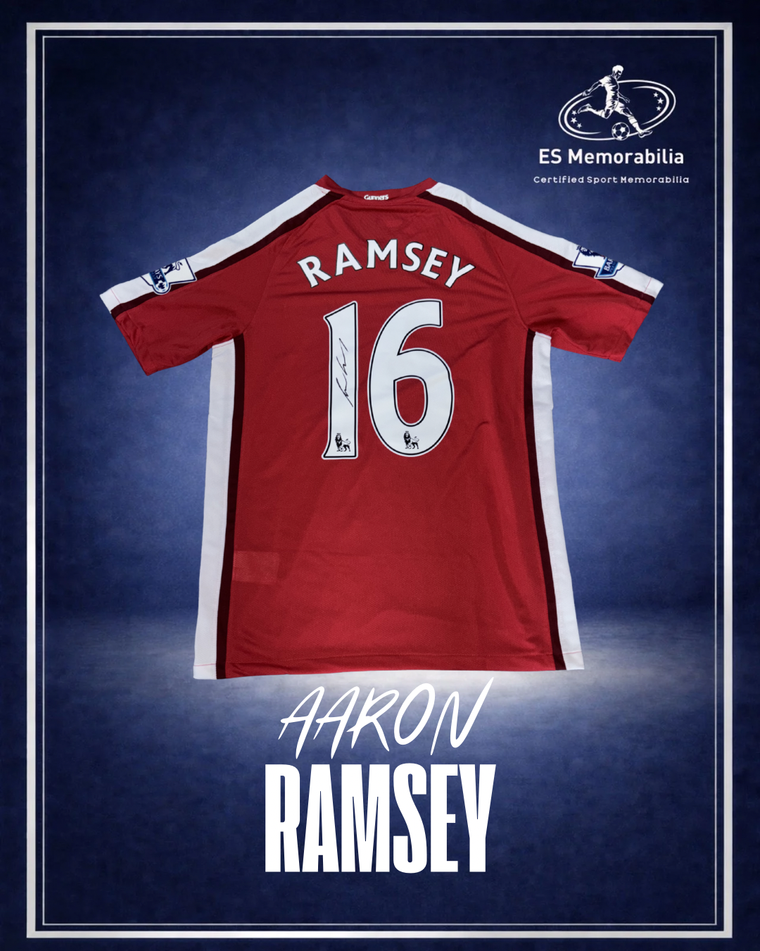 AARON RAMSEY HAND SIGNED ARSENAL FC 2008/10 HOME SHIRT