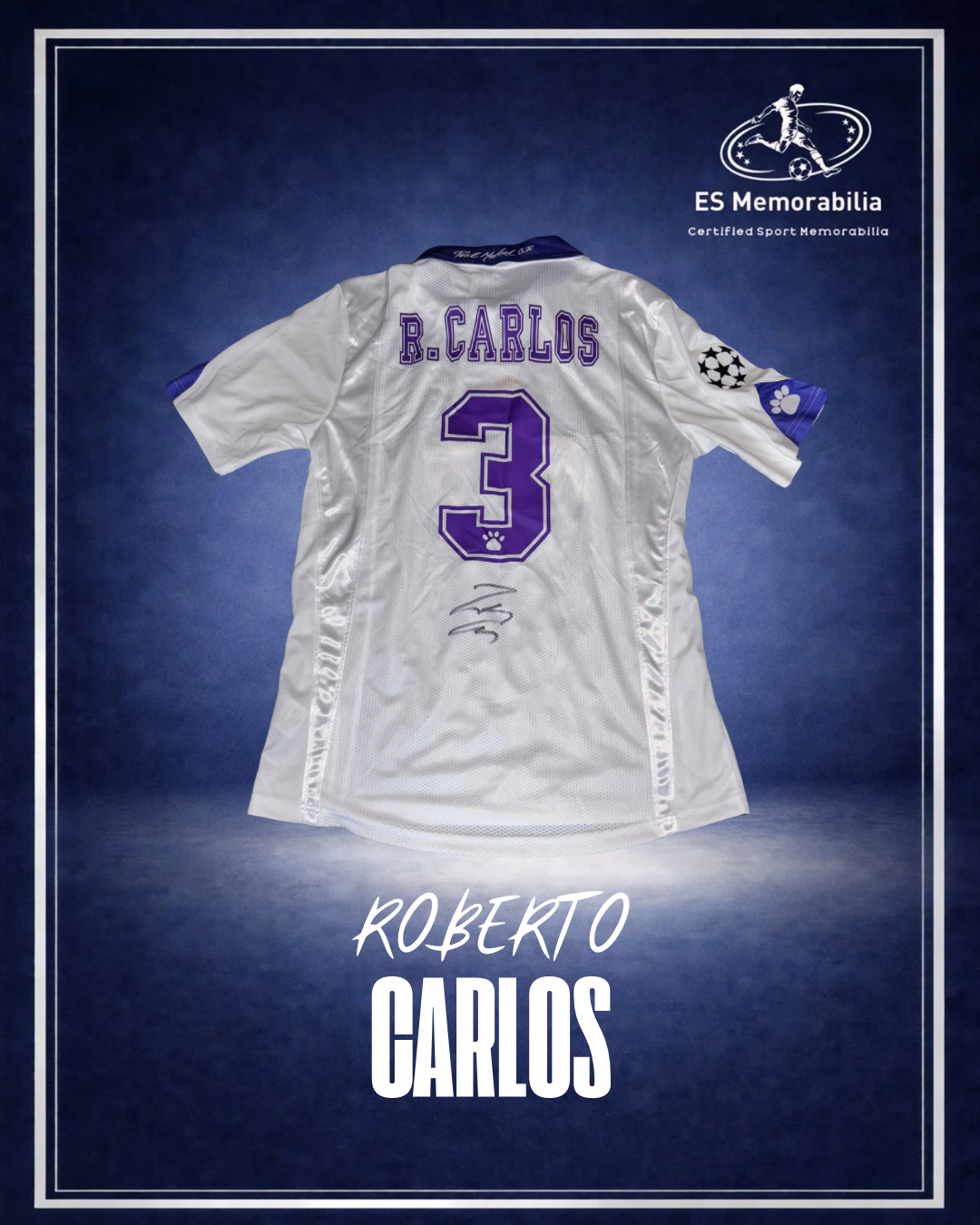 ROBERTO CARLOS HAND SIGNED REAL MADRID 1997/98 HOME SHIRT